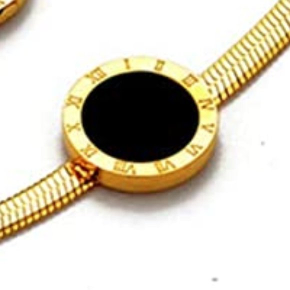 Bracelet-18K Gold Roman Numeral Flat Snake Style - Picture 3 of 6